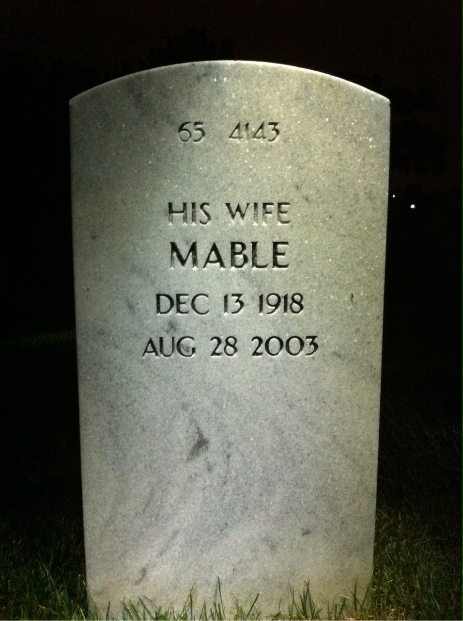Back of headstone — Joseph Mitchell