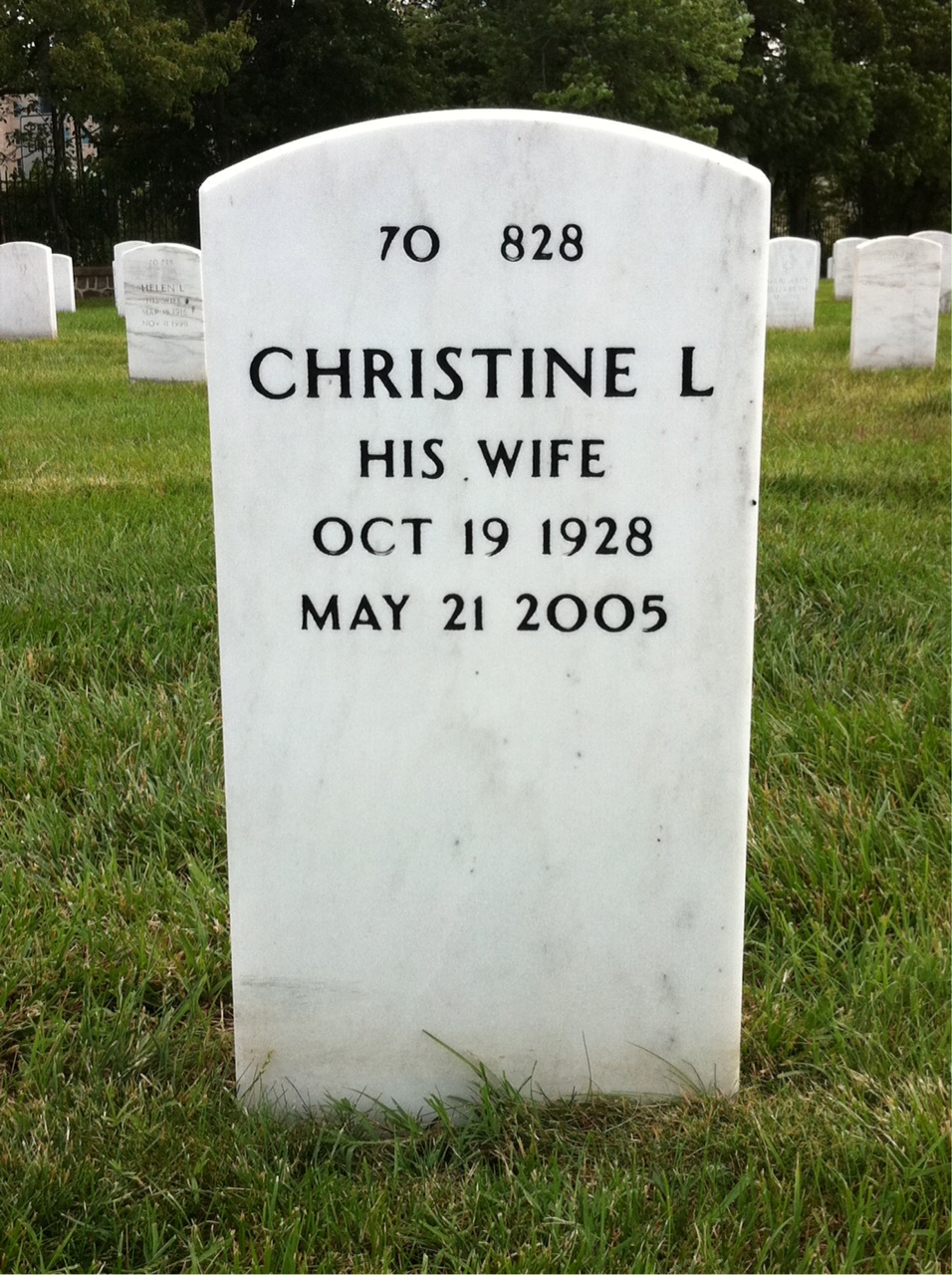 Back of headstone — Lee Watson
