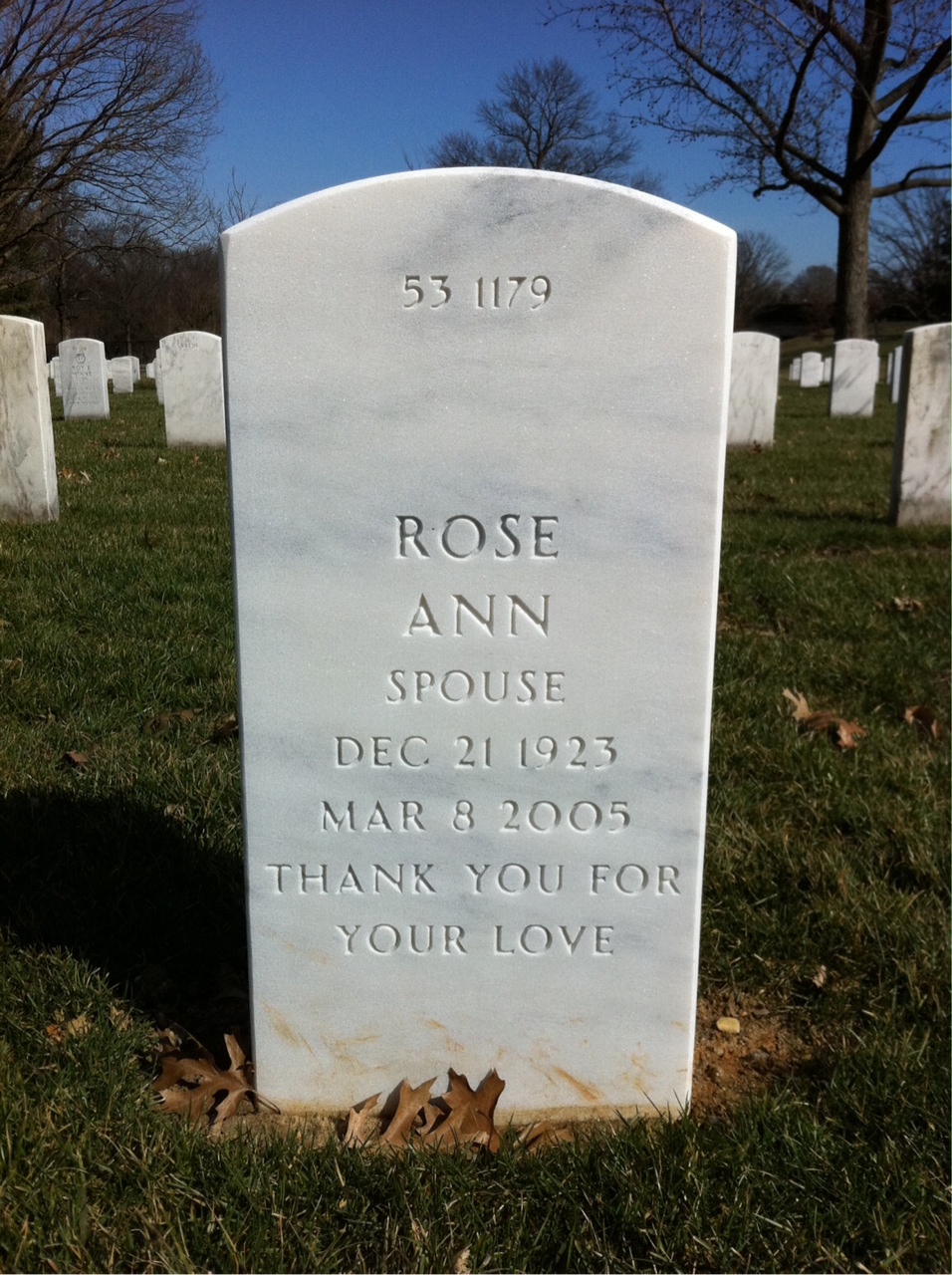 Back of headstone — Anthony J Lanfranchi