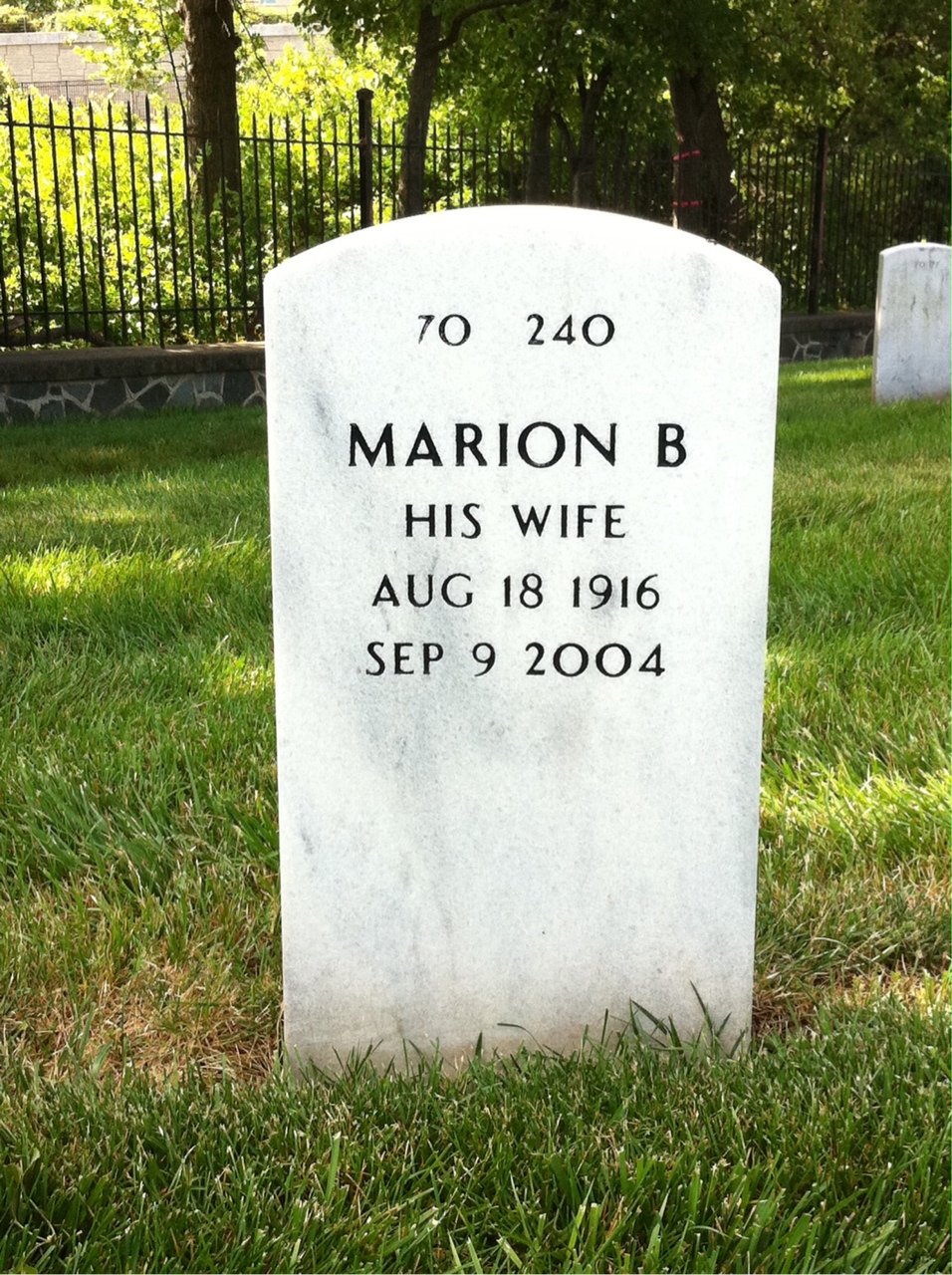 Back of headstone — Anthony Wicka