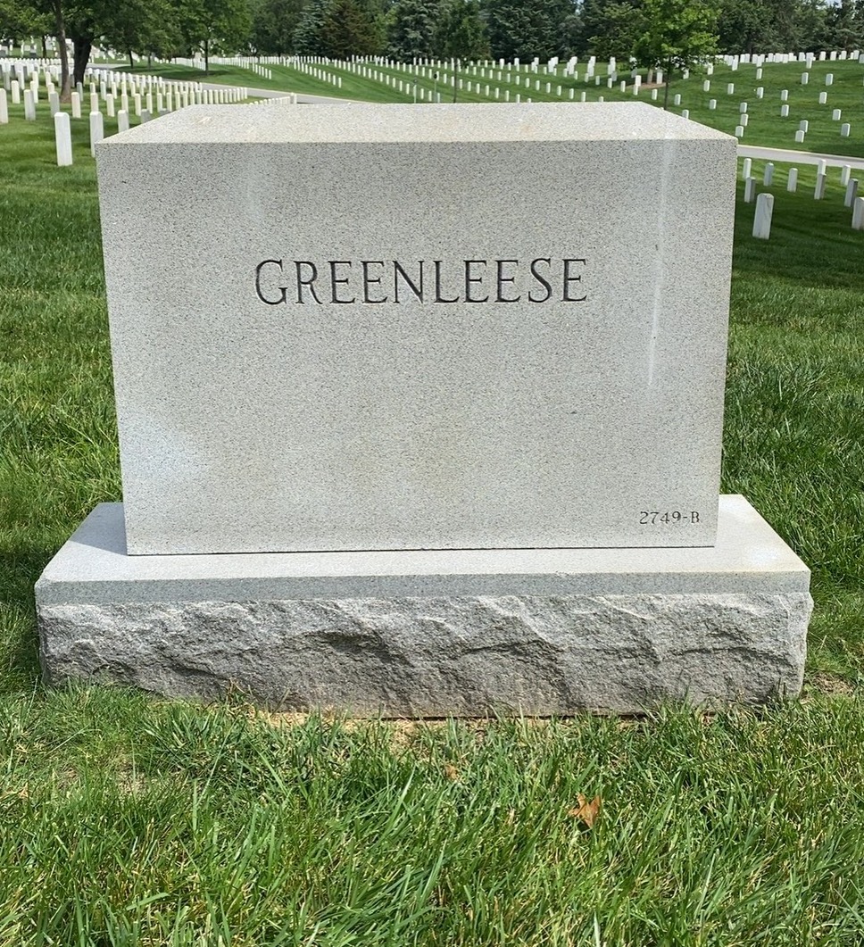 Back of headstone — William Ernest Greenleese
