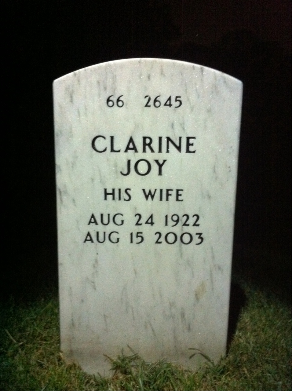 Back of headstone — Donald Greenawalt