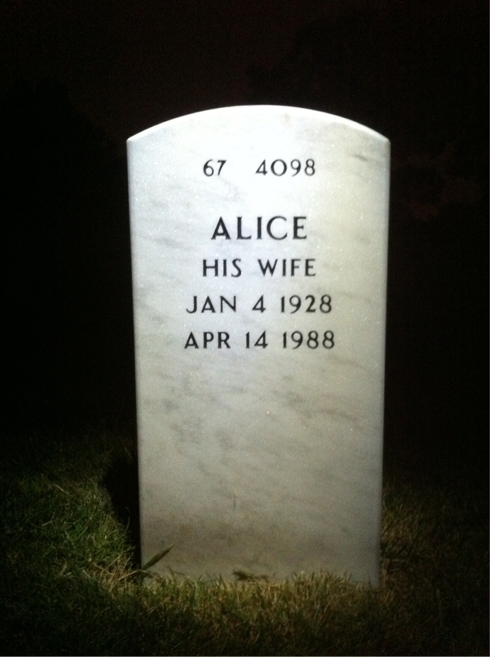 Back of headstone — Llewellyn Jalbert