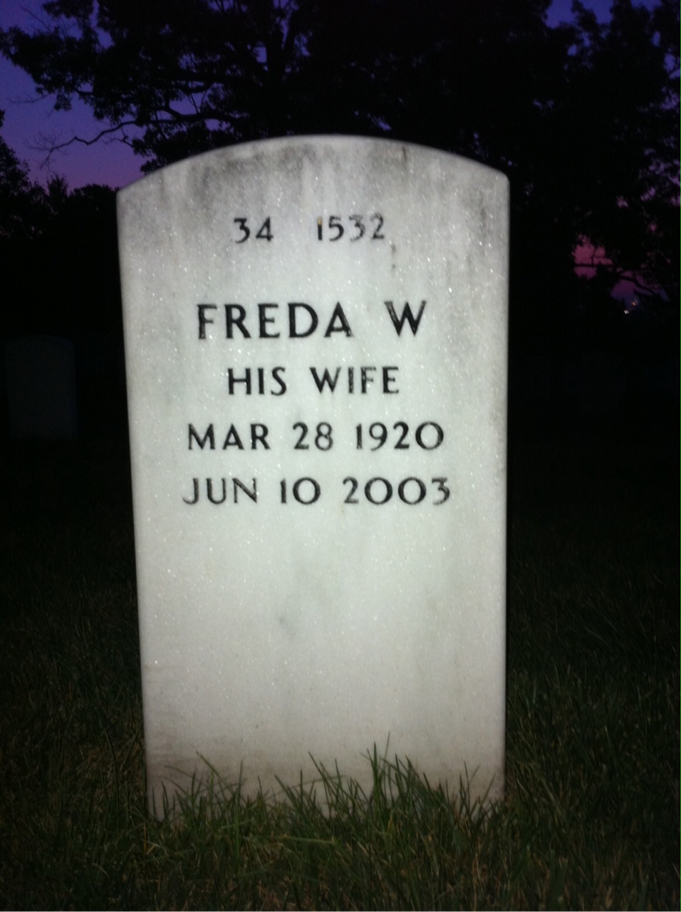 Back of headstone — Harry Marks