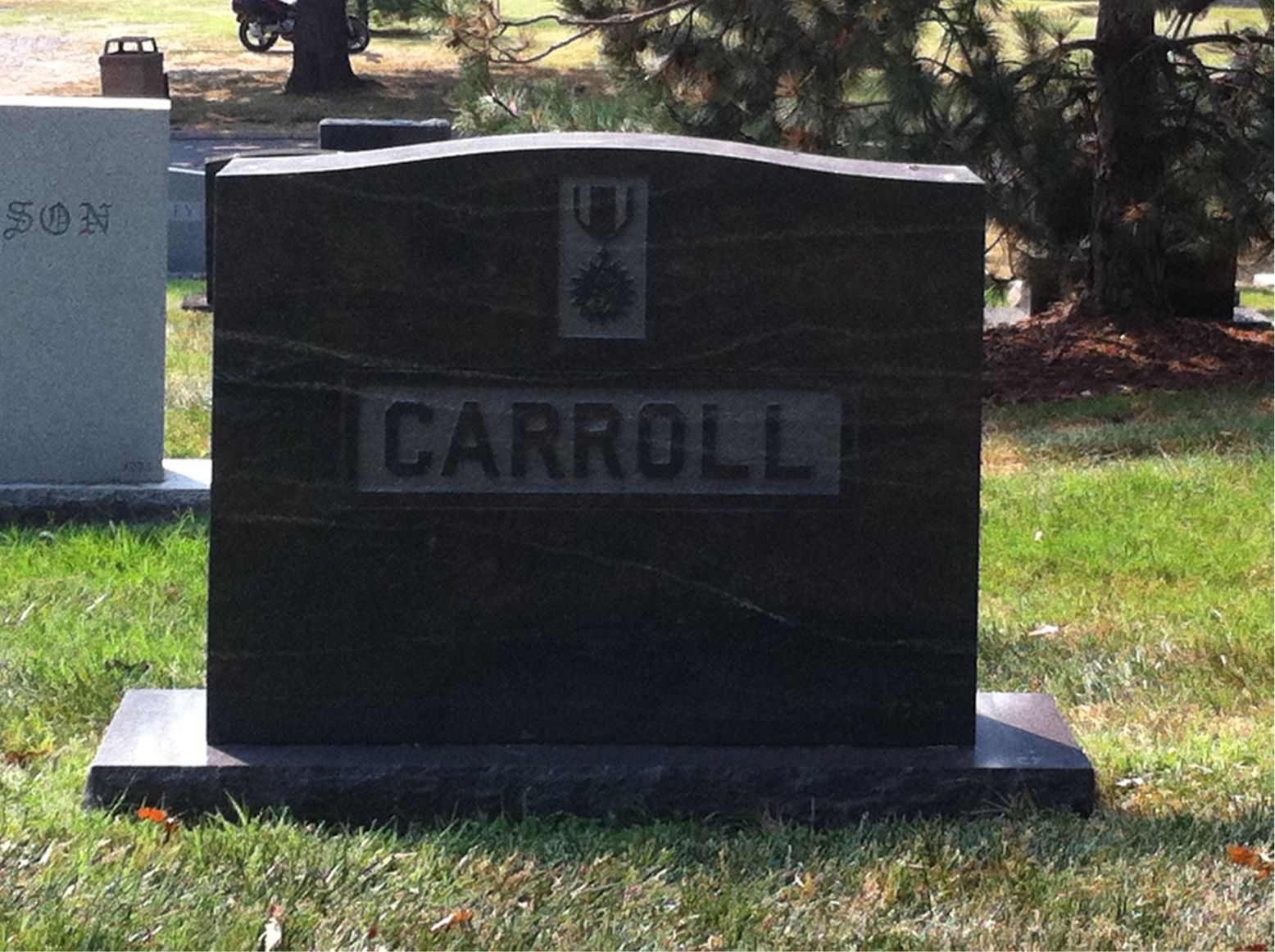Back of headstone — Will Herman Carroll
