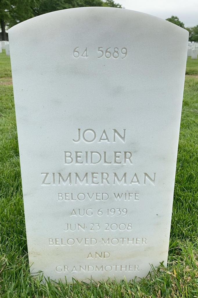 Back of headstone — John Zimmerman