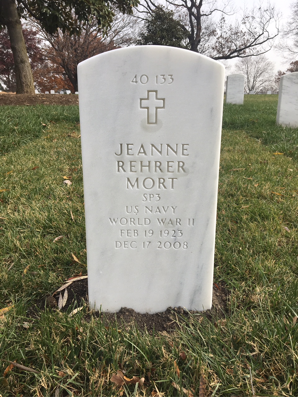 Back of headstone — Jeanne Mort