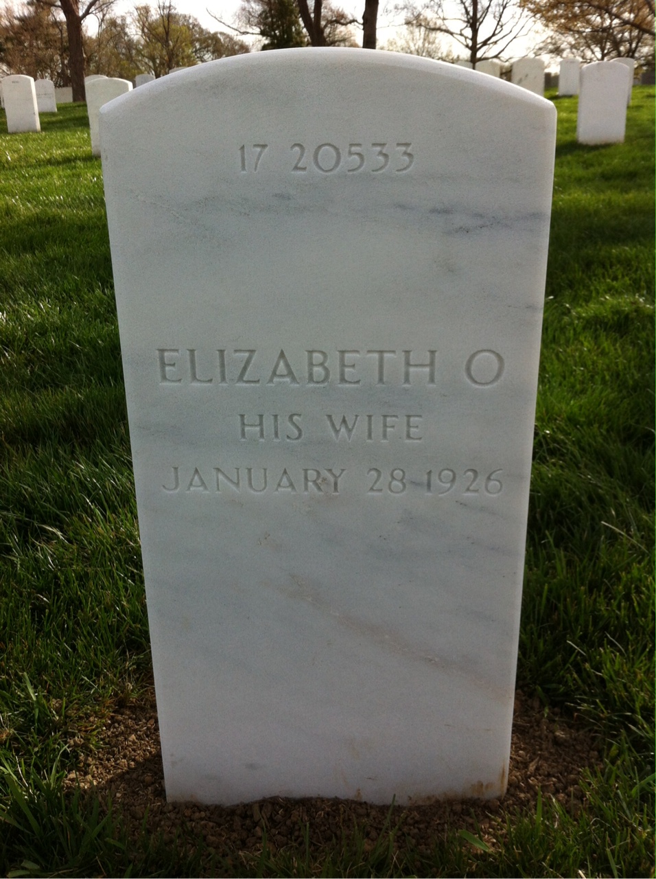 Back of headstone — Elizabeth Anson