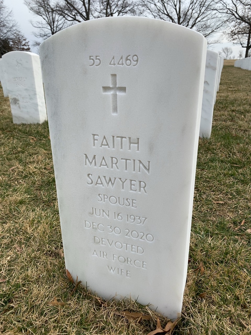 Back of headstone — Thomas W Sawyer