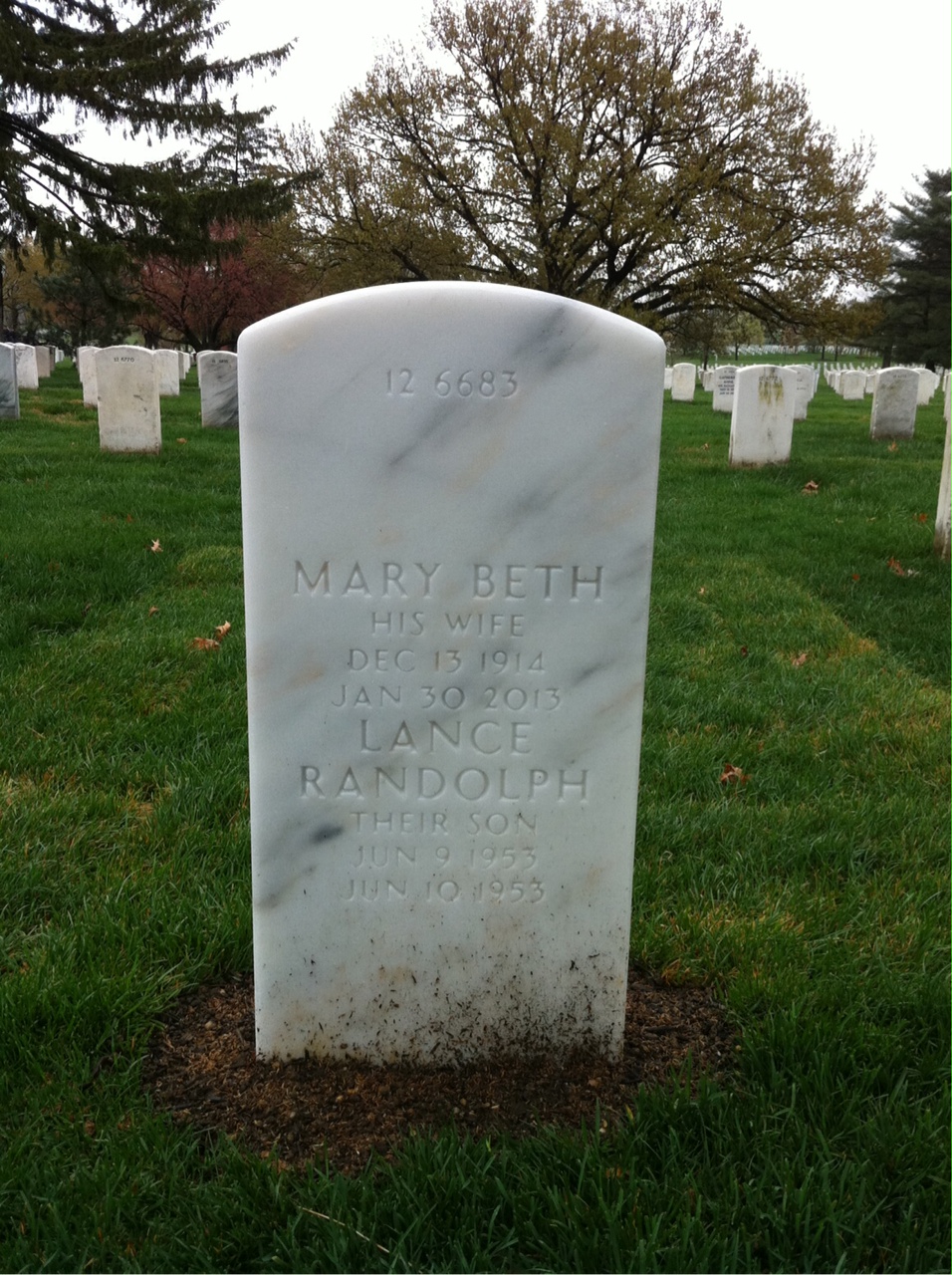 Back of headstone — Lloyd Keating