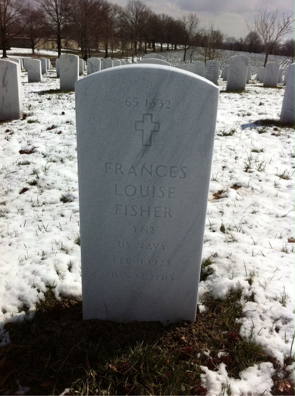 Back of headstone — Frances L Fisher
