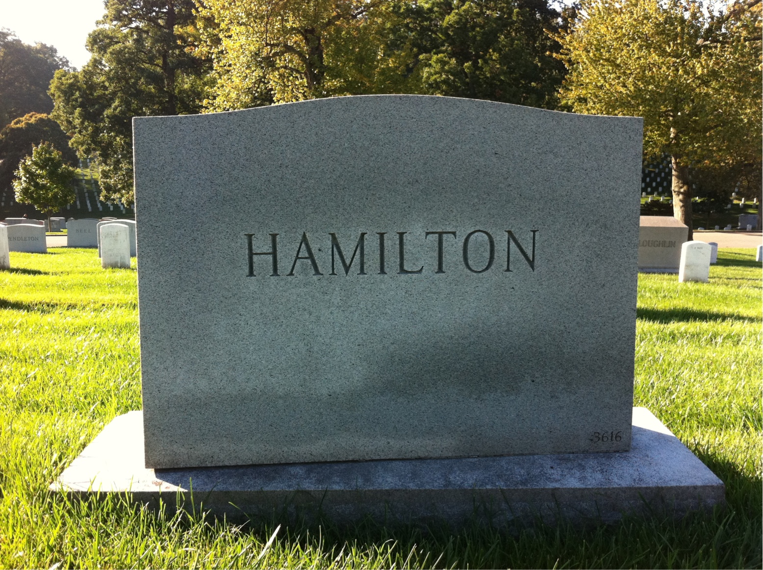 Back of headstone — William Tuttle Hamilton