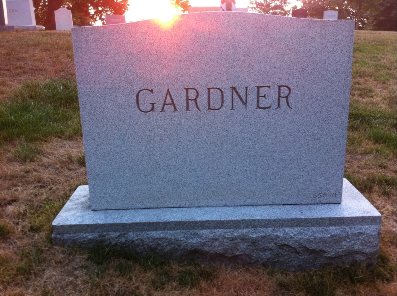 Back of headstone — Warner Gardner