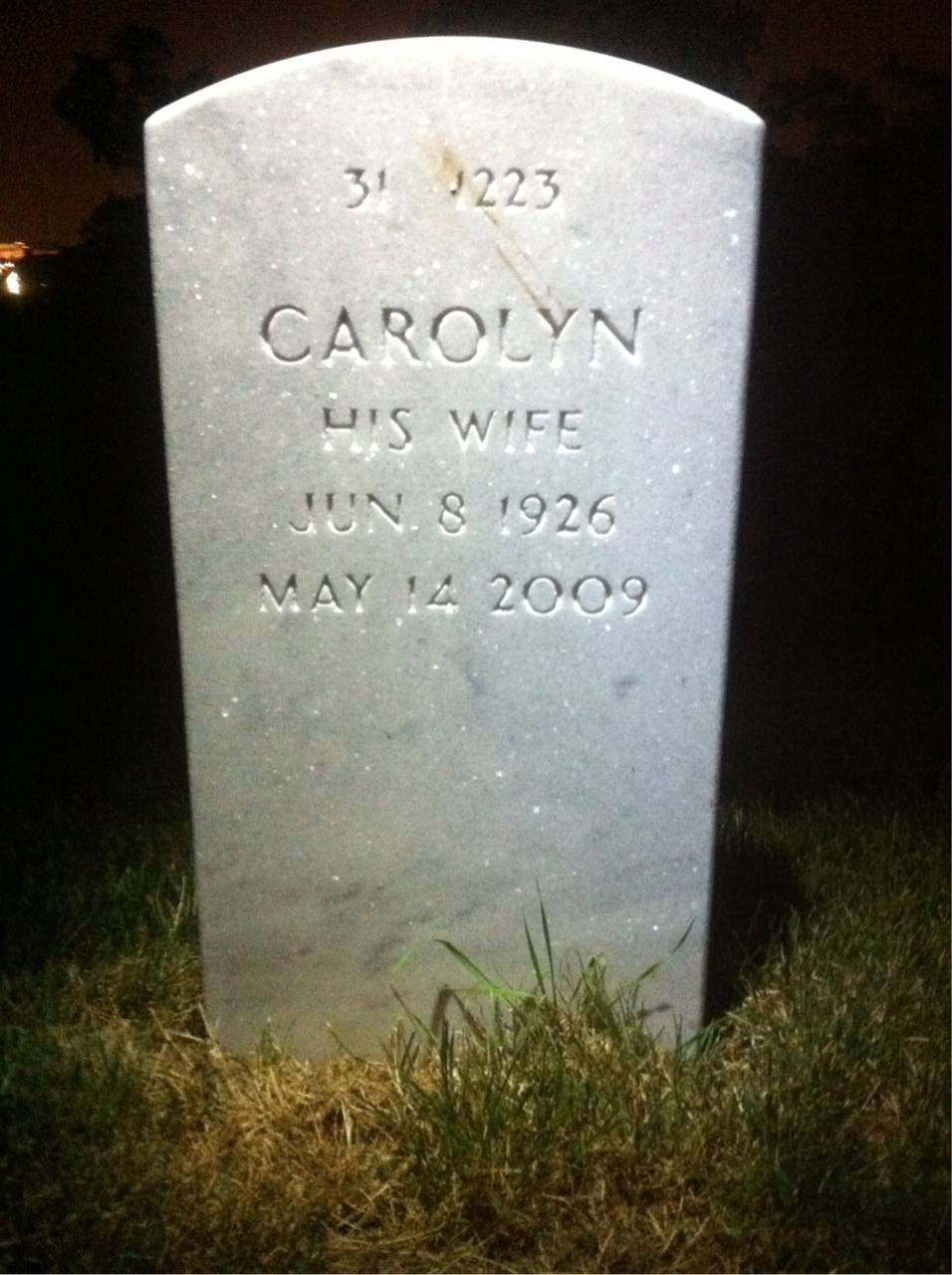 Back of headstone — Anthony Handschuh