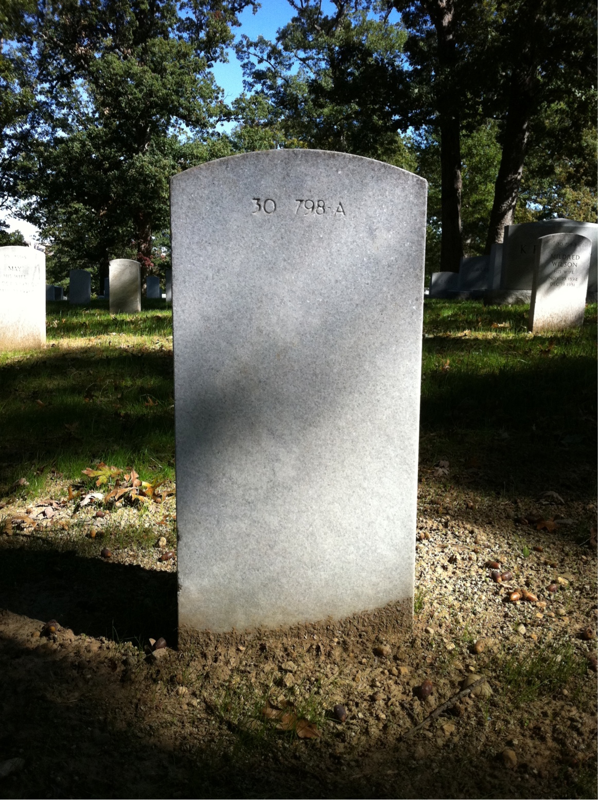Back of headstone — William F Reilly