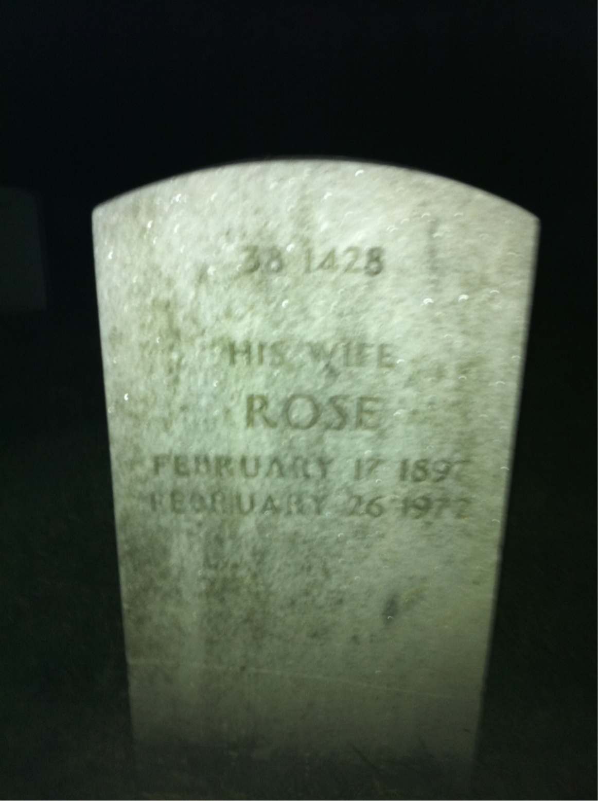 Back of headstone — Robert Mills