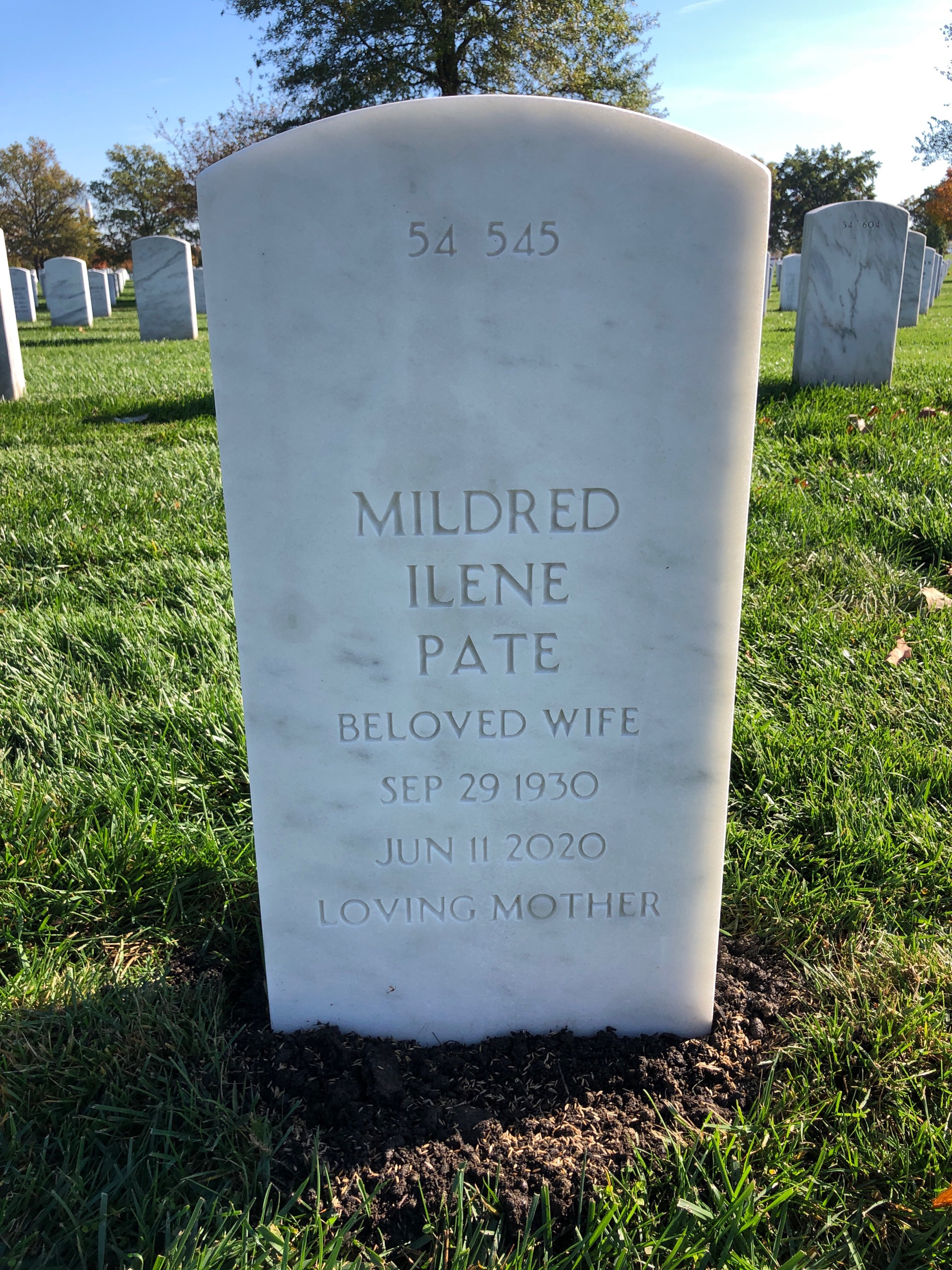 Back of headstone — John Pate