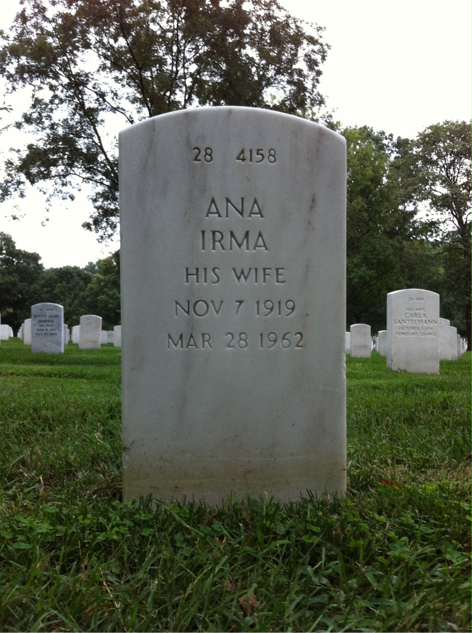 Back of headstone — Manford Anderson