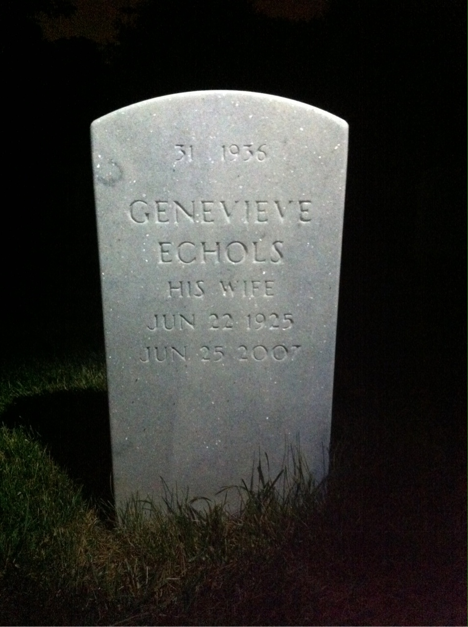 Back of headstone — Godfrey Huber