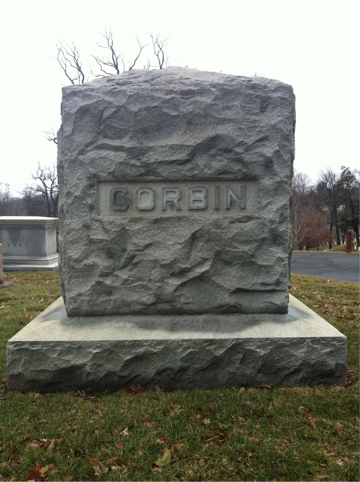 Back of headstone — Henry Corbin