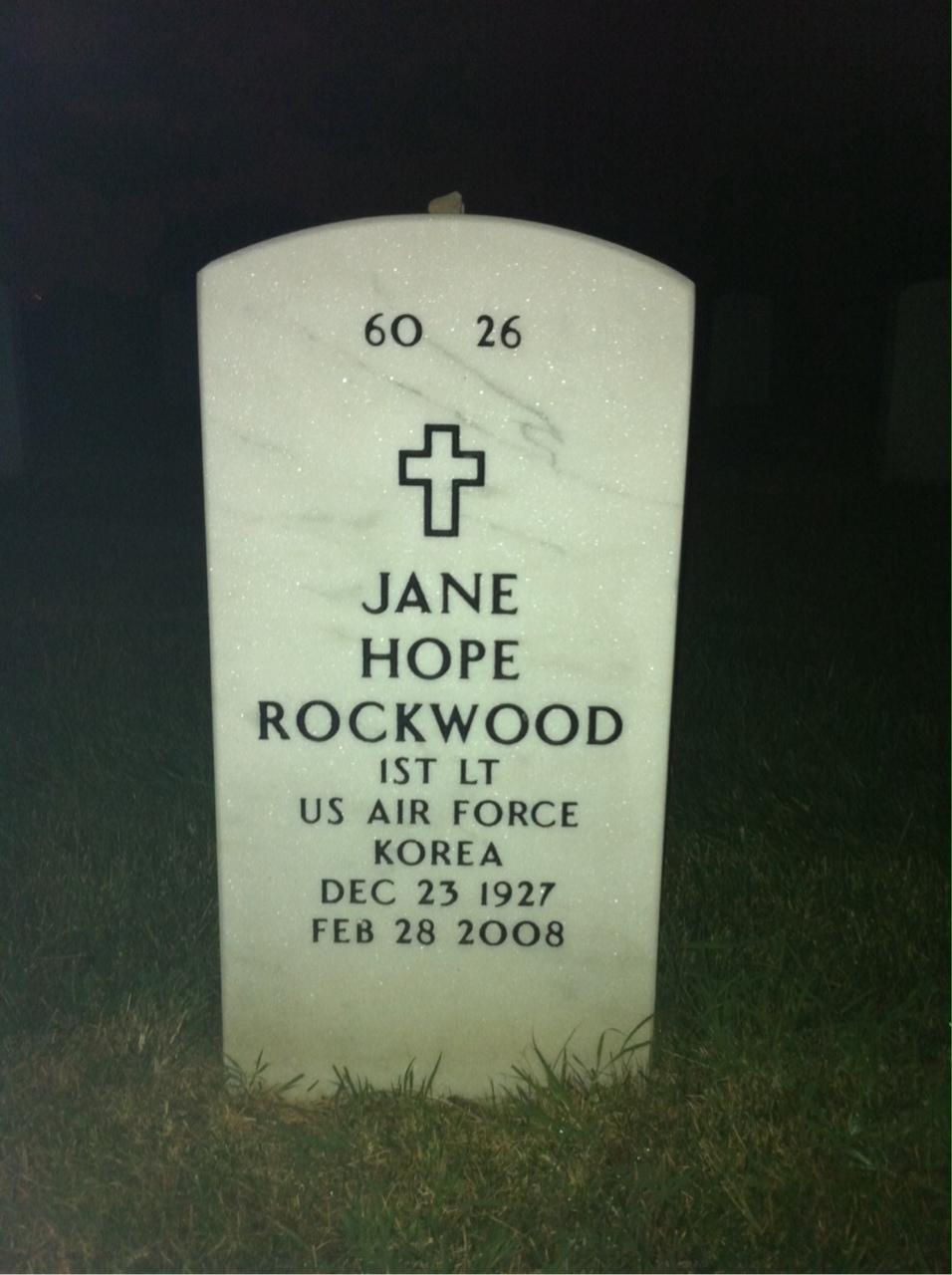 Back of headstone — Jane Rockwood