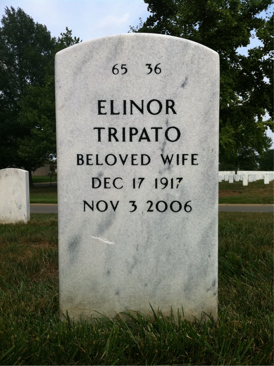Back of headstone — Martin Massoglia