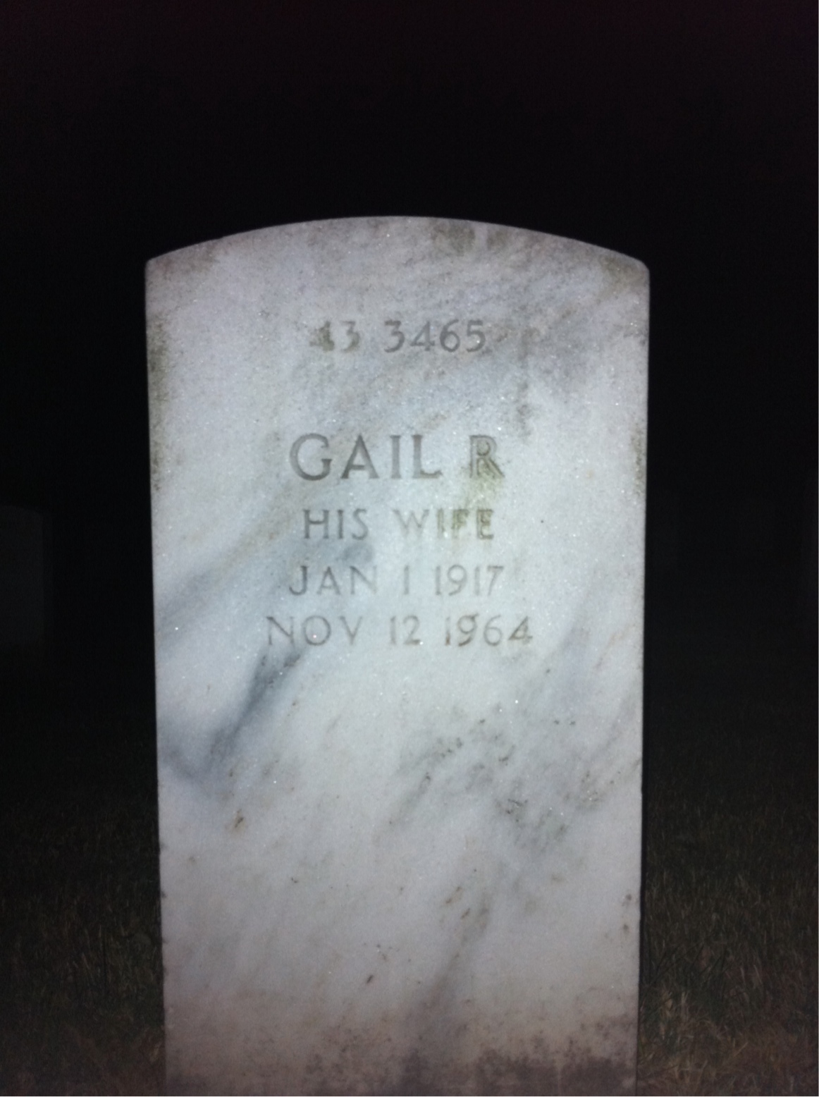 Back of headstone — Gail Mullally