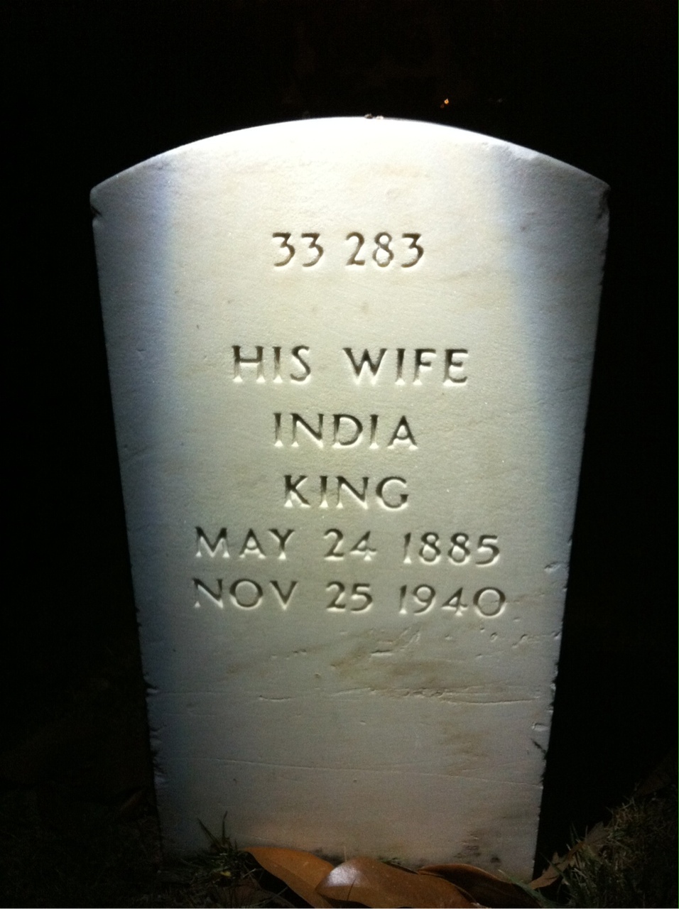 Back of headstone — India Molyneaux