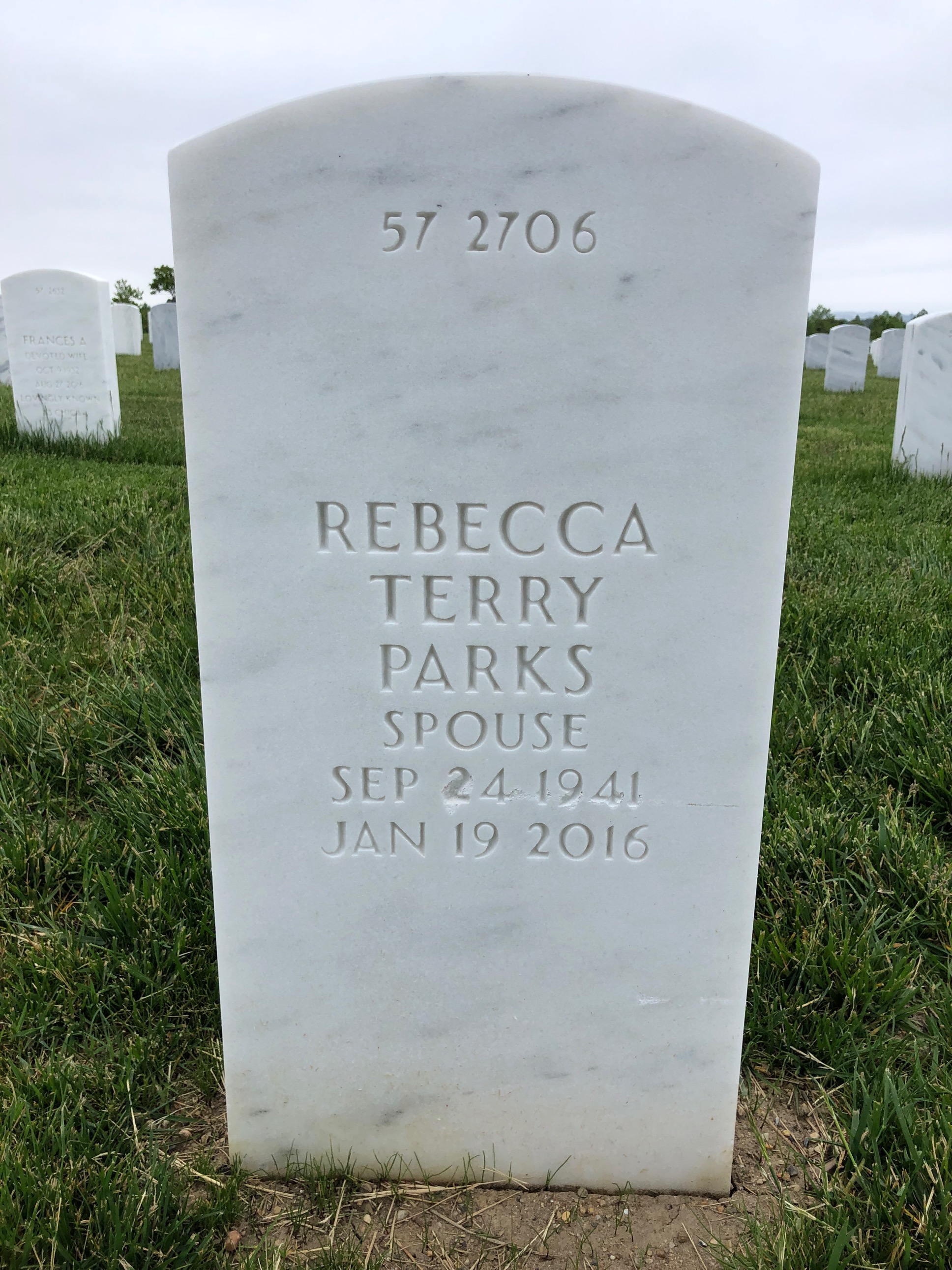 Back of headstone — William Ira Parks
