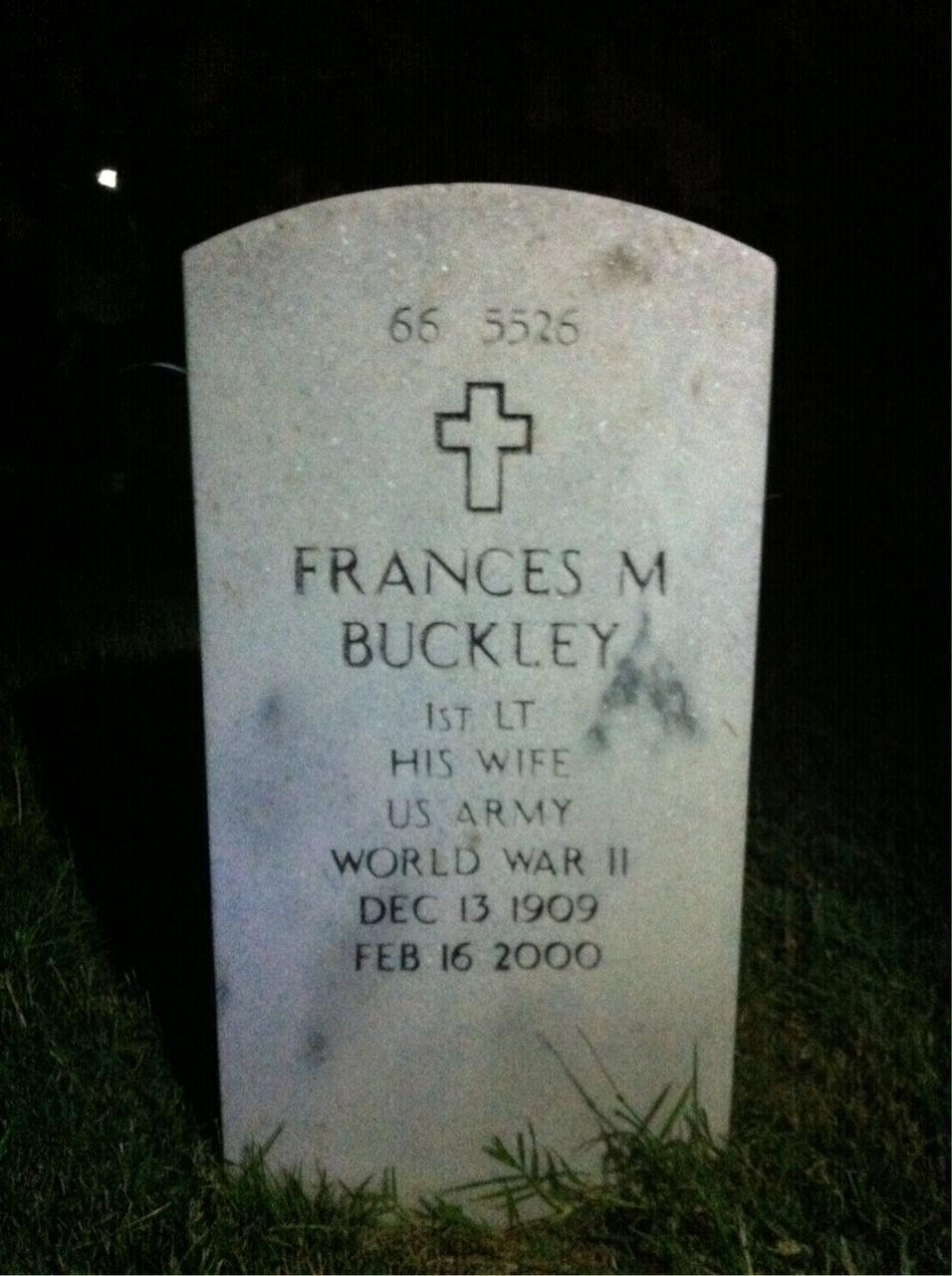 Back of headstone — Thomas Buckley