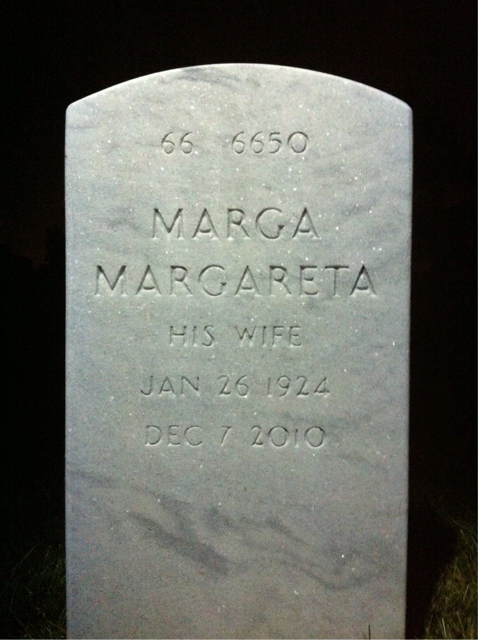 Back of headstone — William R Fette
