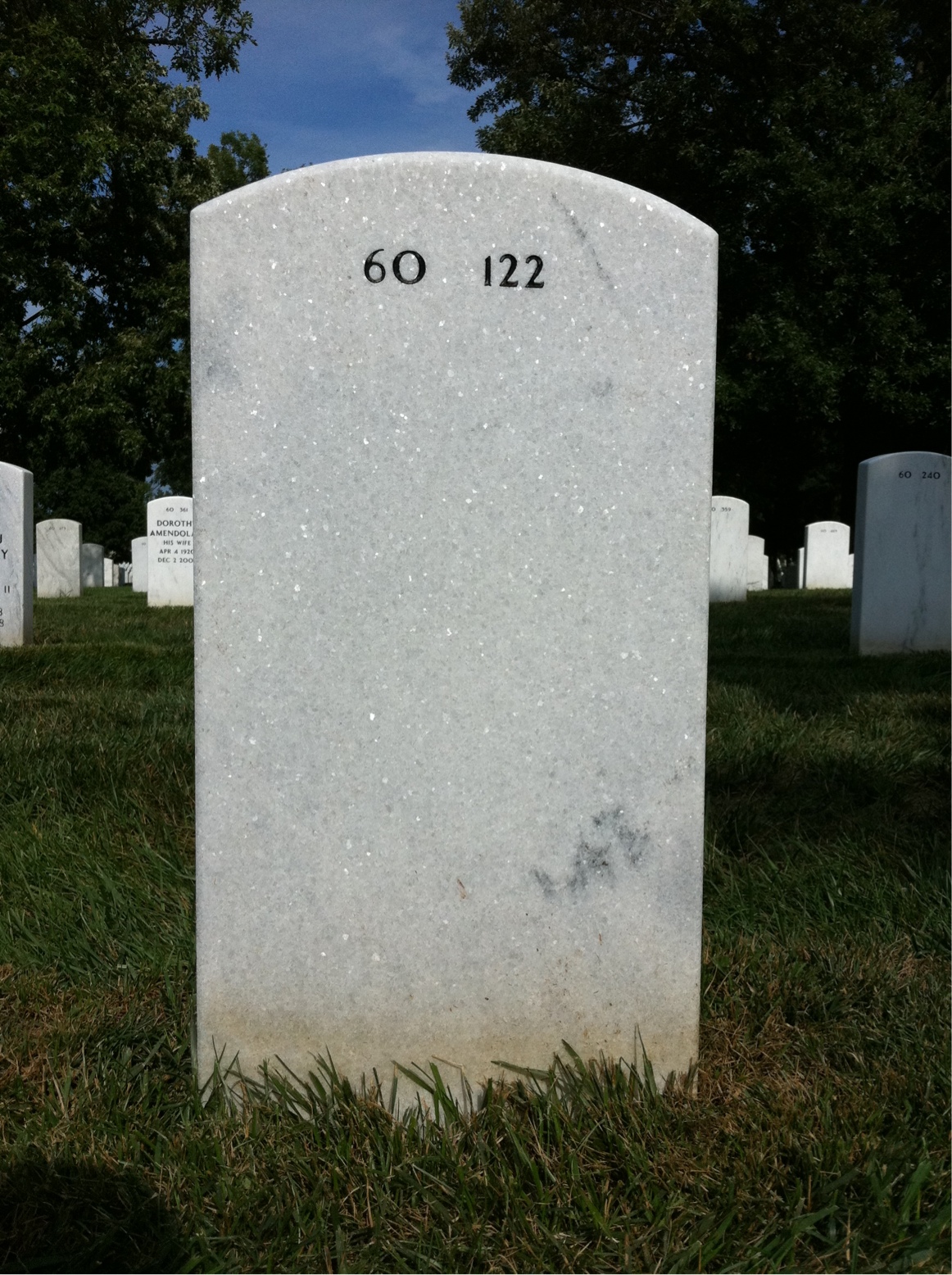 Back of headstone — William Hussie