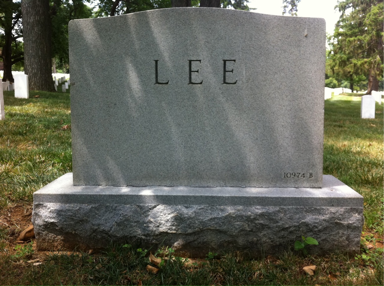Back of headstone — William E Lee