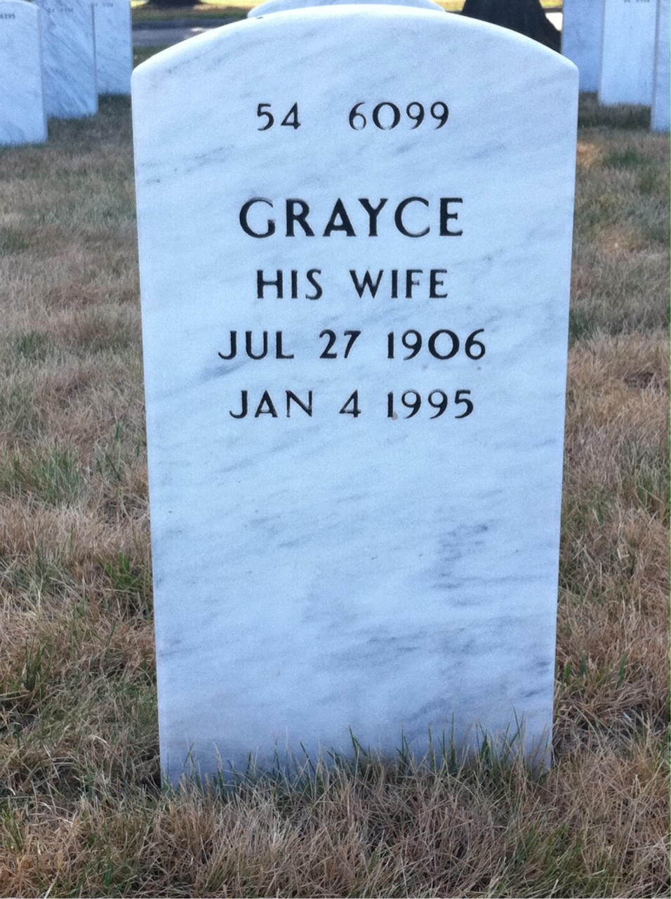 Back of headstone — Clarence Tourville