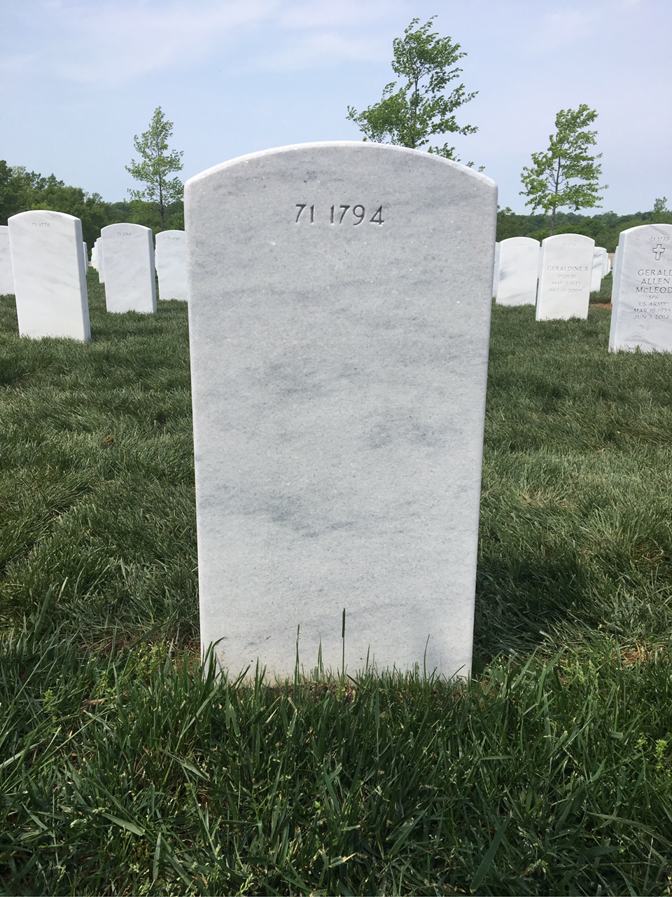 Back of headstone — Vaughn Edwin Hill