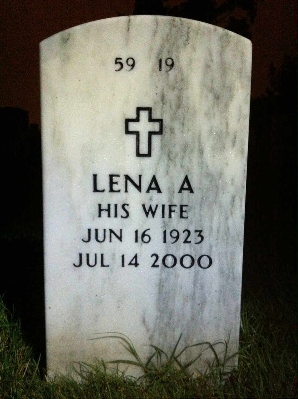 Back of headstone — Irwin Lee
