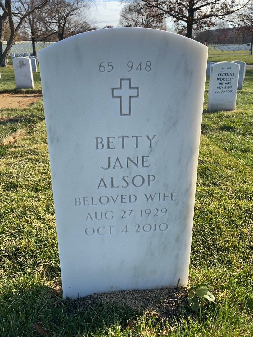 Back of headstone — Frank Alsop