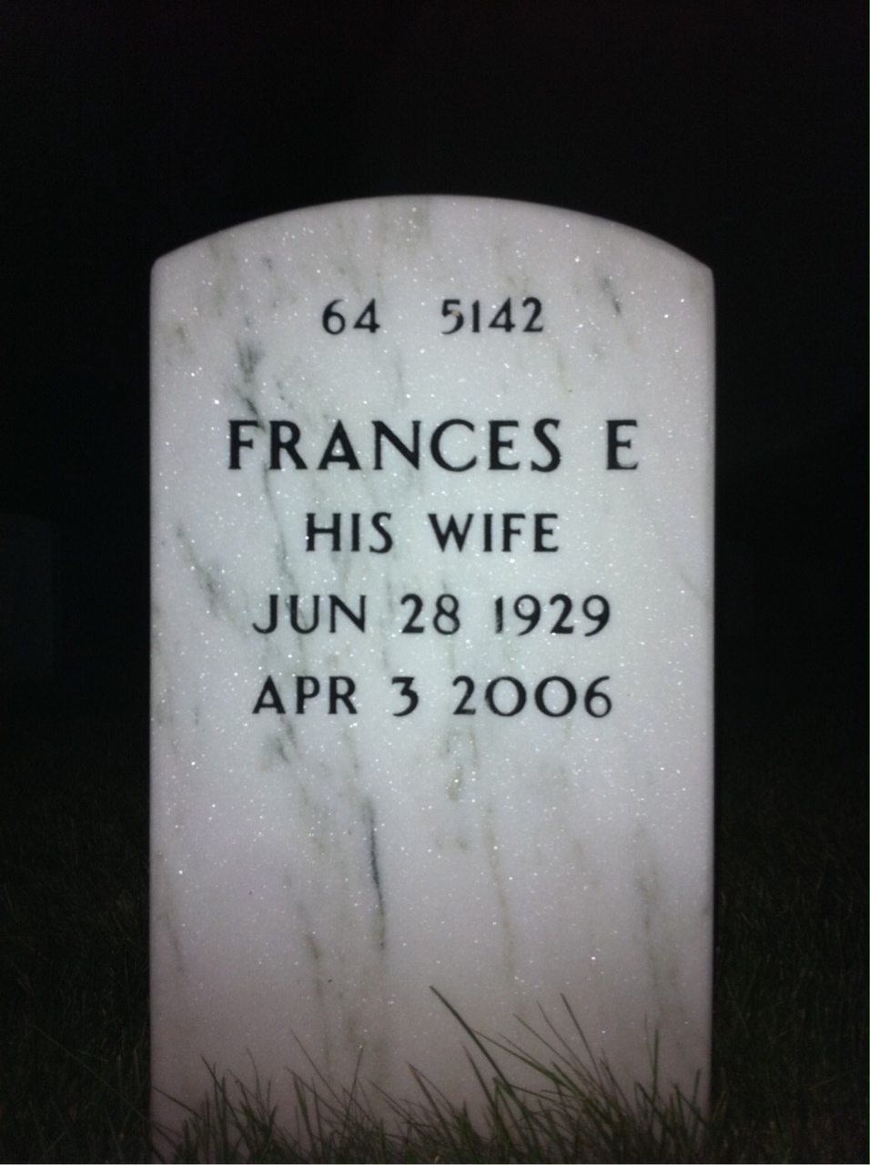 Back of headstone — Alfred Corn