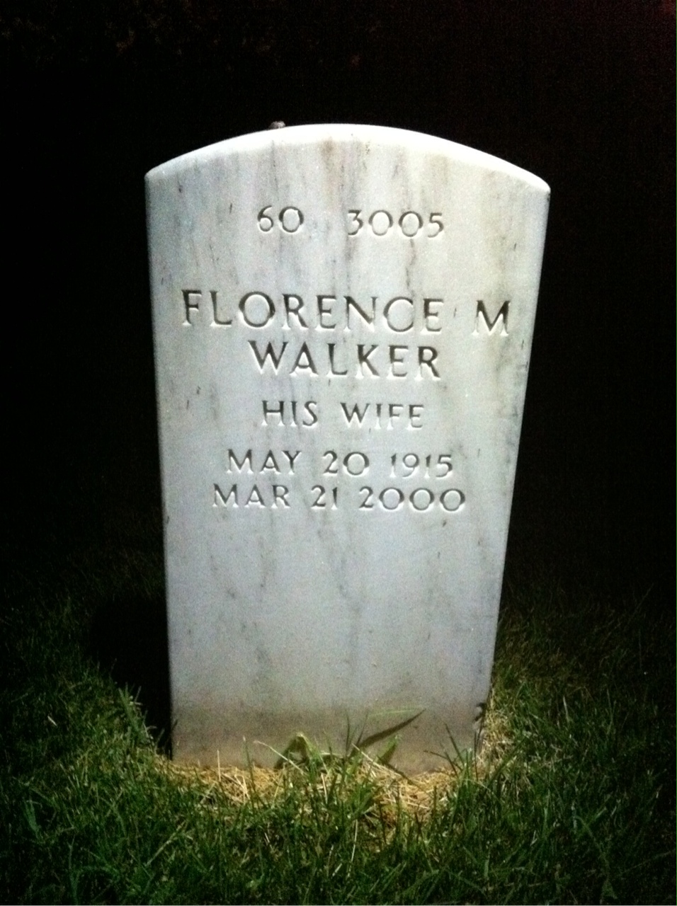 Back of headstone — Florence Ball