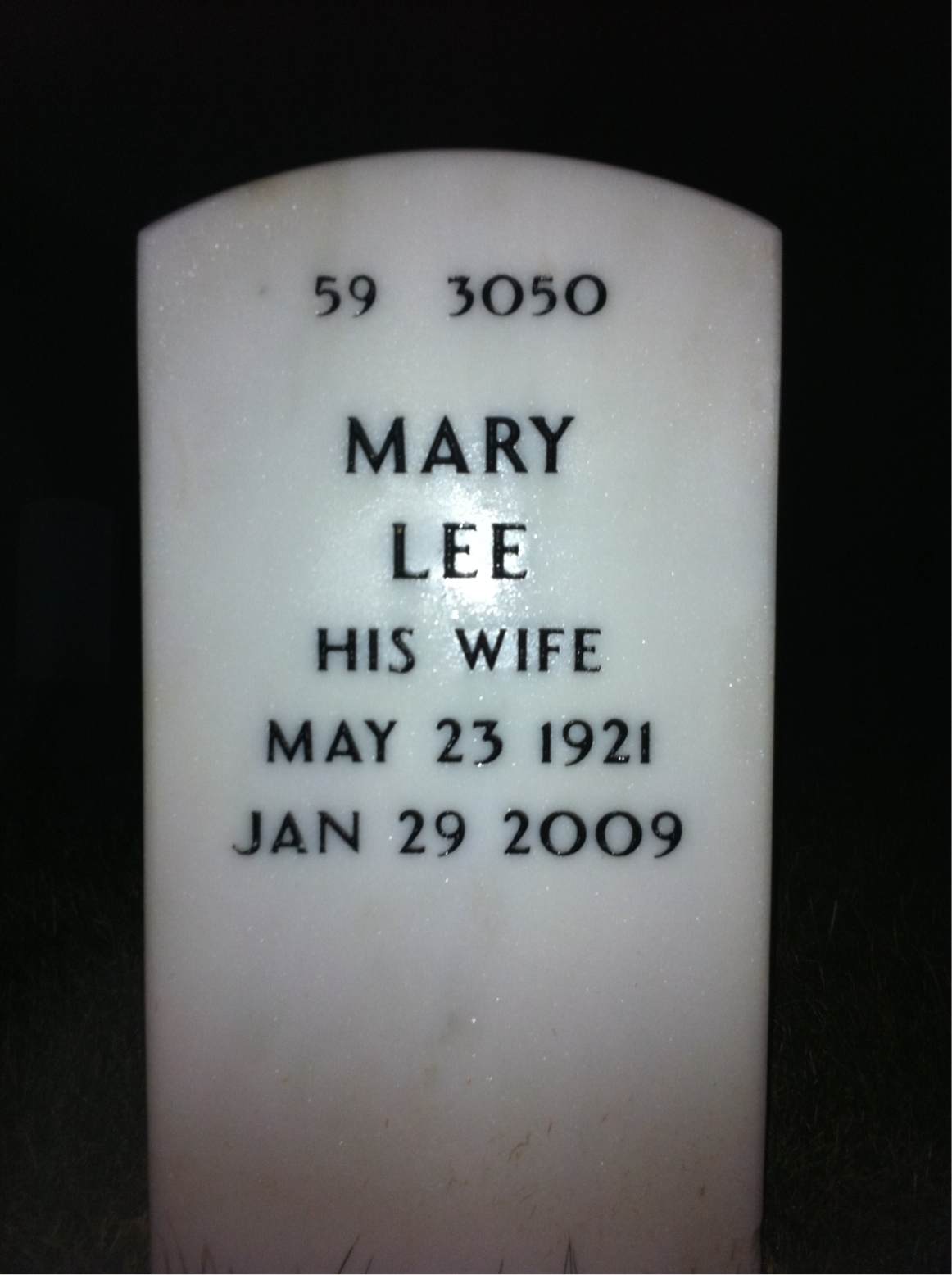 Back of headstone — William Hammond