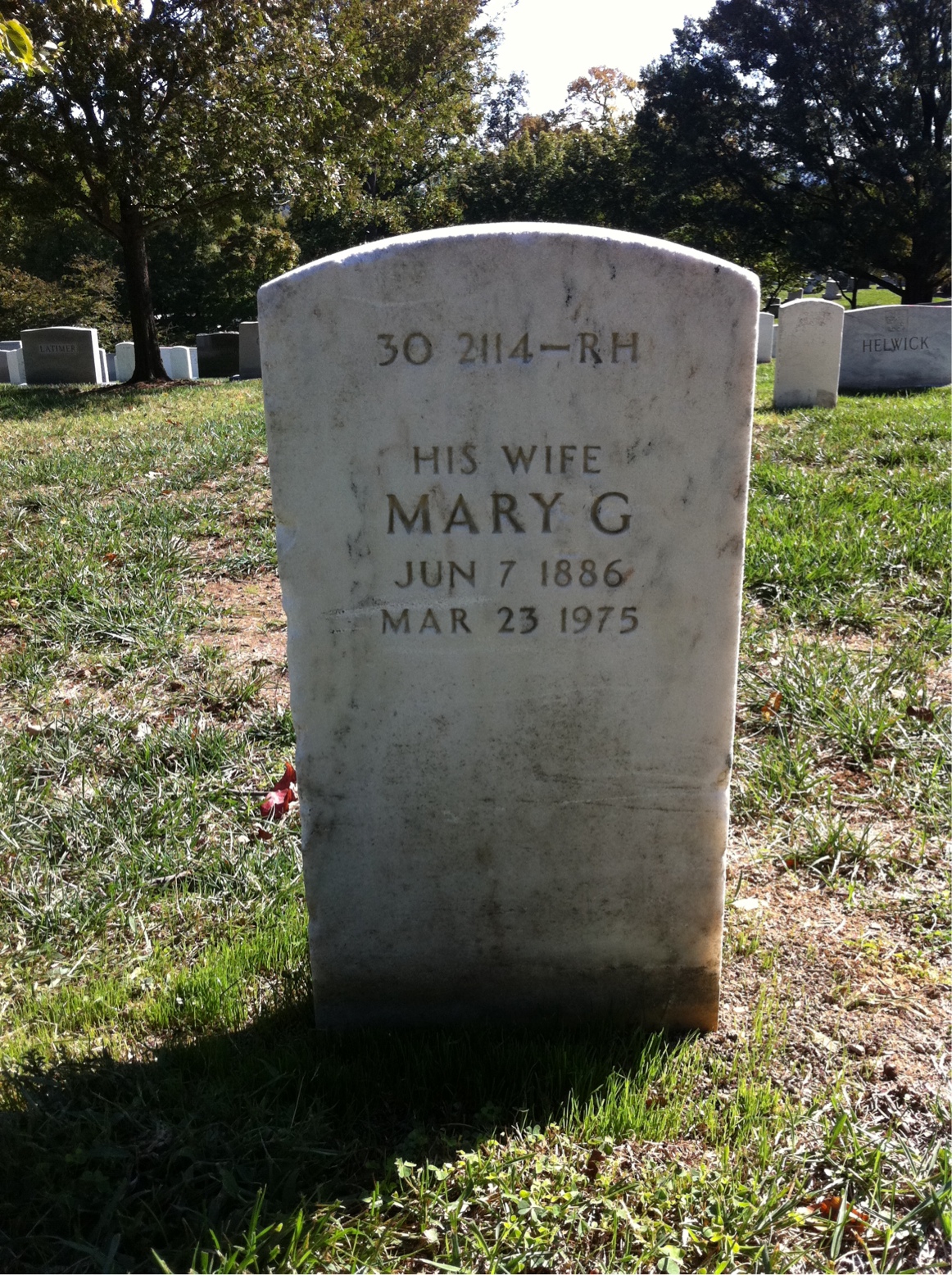 Back of headstone — Mary Ashton