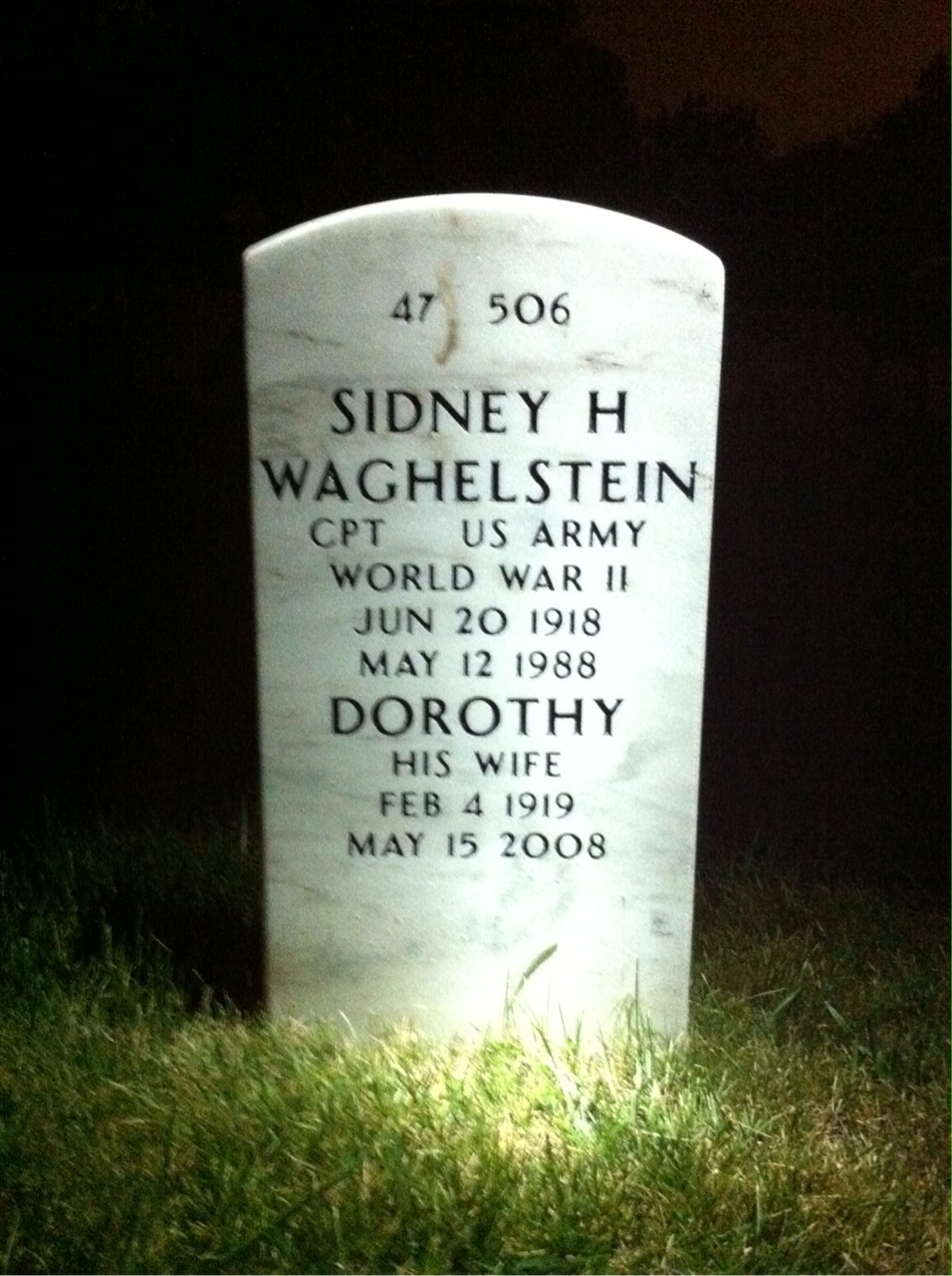 Back of headstone — Michael Waghelstein
