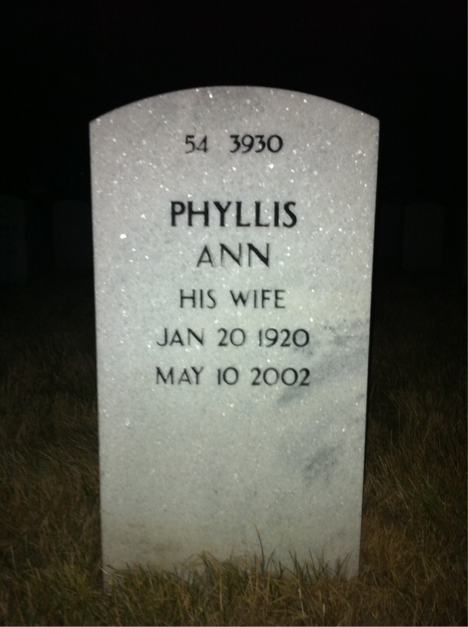 Back of headstone — Phyllis Murphy