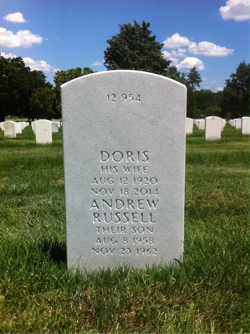 Back of headstone — Russell Haight