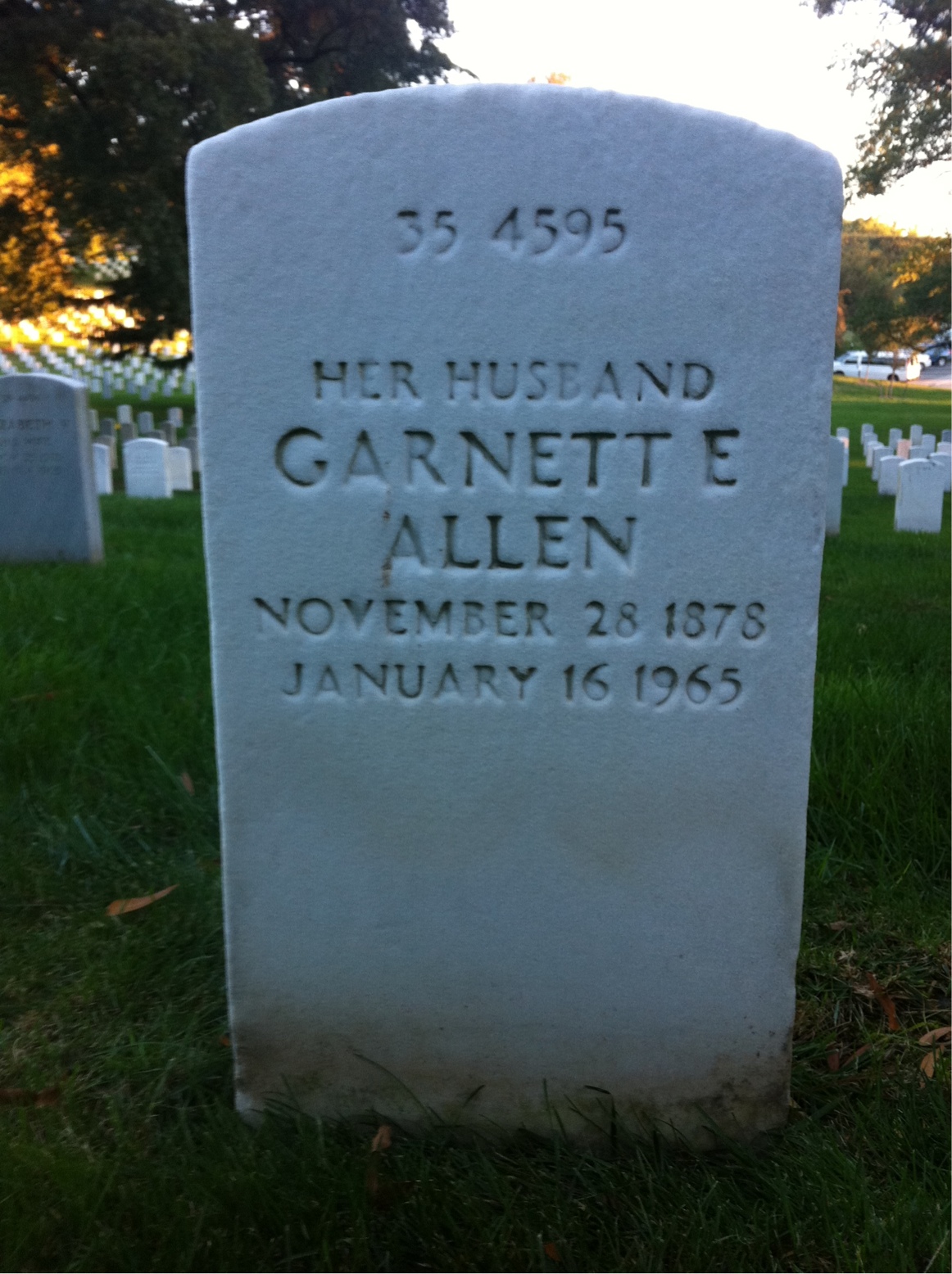 Back of headstone — Carrie Allen