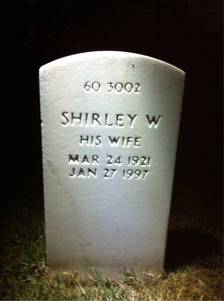 Back of headstone — Shirley Andrews