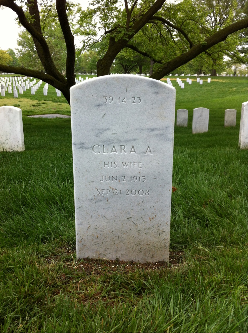 Back of headstone — Spencer Hockaday