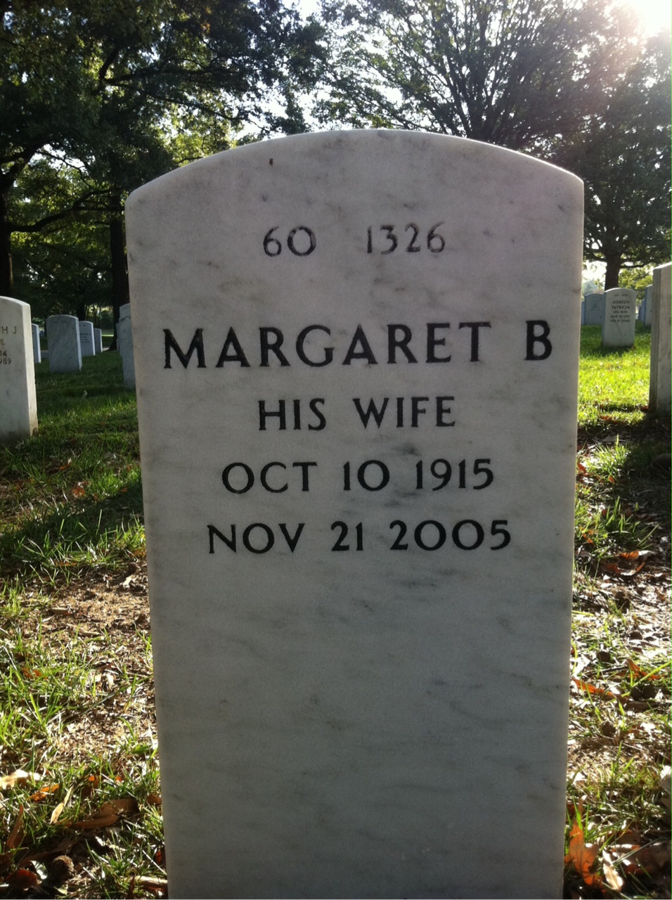 Back of headstone — Caryl Way