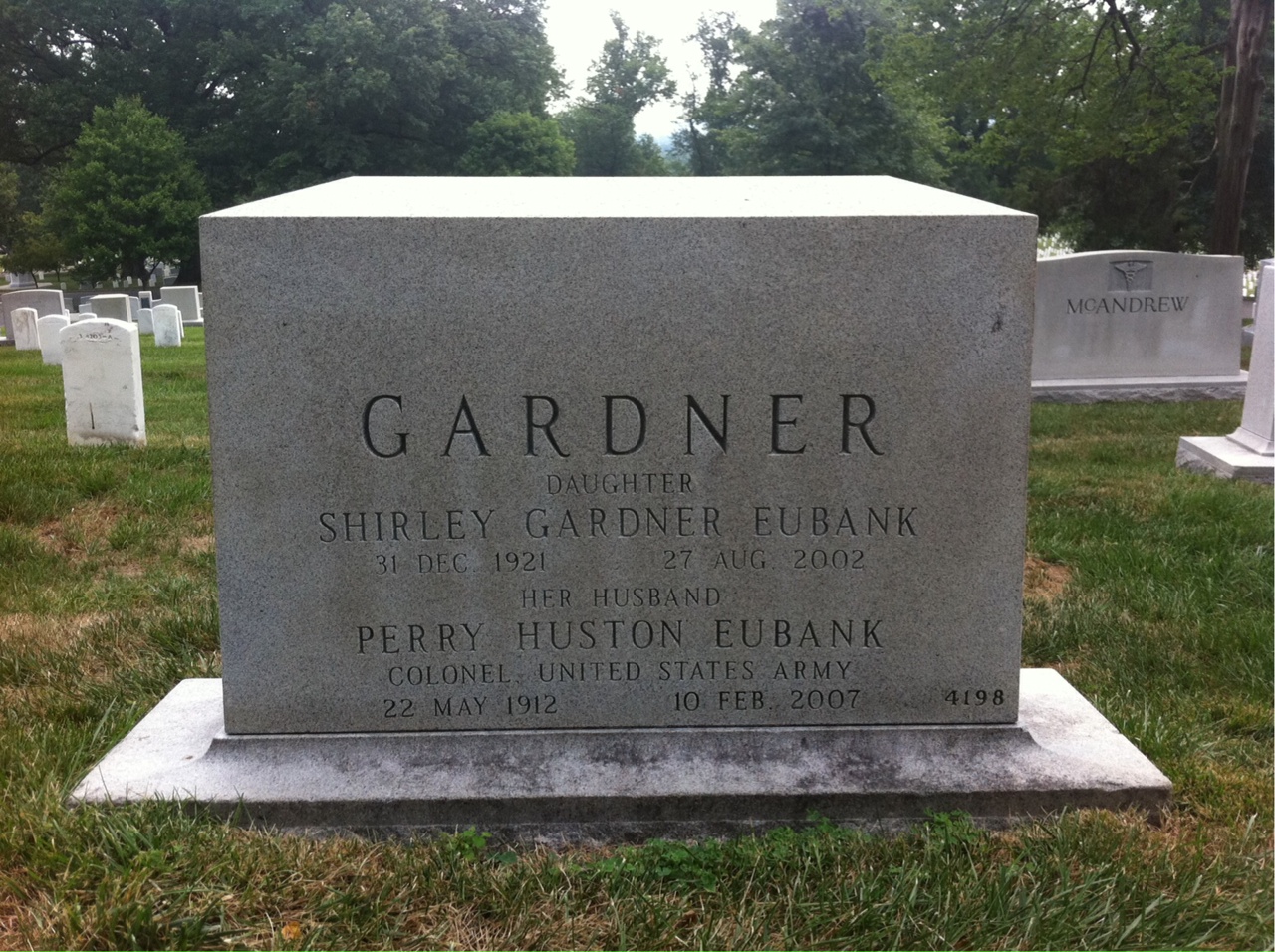 Back of headstone — Fulton Gardner