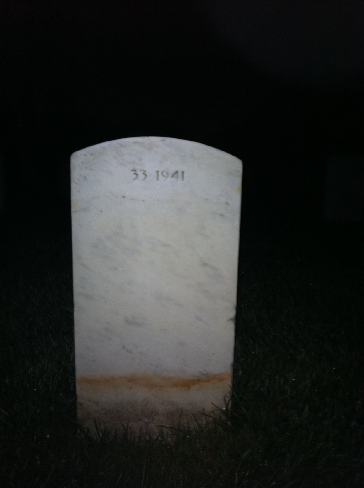 Back of headstone — Howard Myers